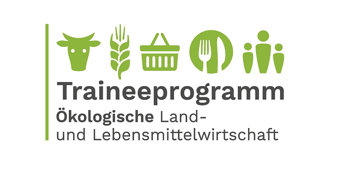 Logo Traineeprogramm Ökolandbau. Klick führt zu Großansicht in neuem Fenster.
