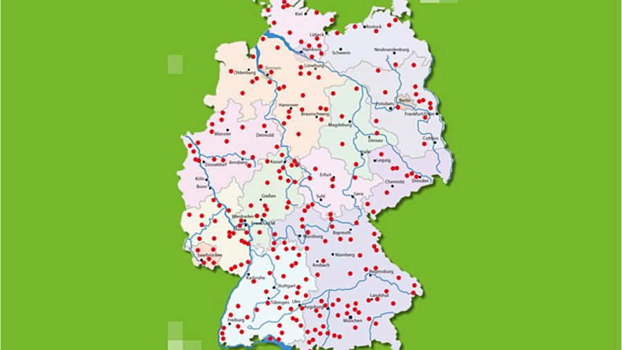 Deutschlandkarte mit Demonstrationsbetrieben