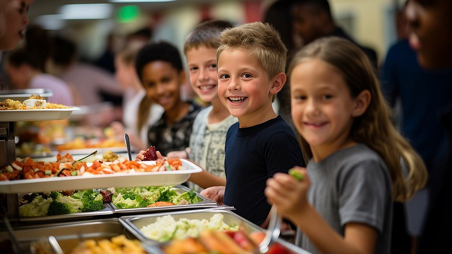 Kinder in einer Kantine